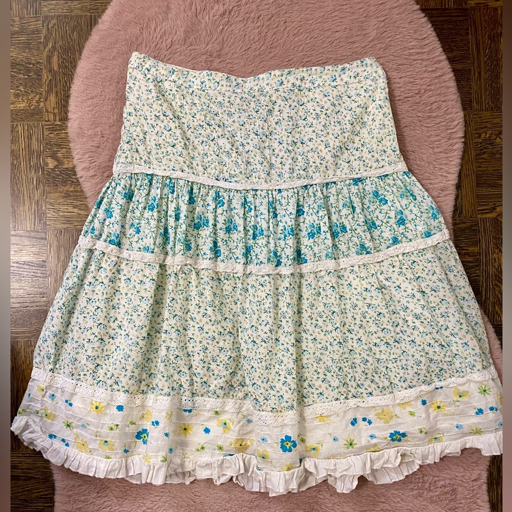 VINTAGE 100% cotton floral cottagecore skirt